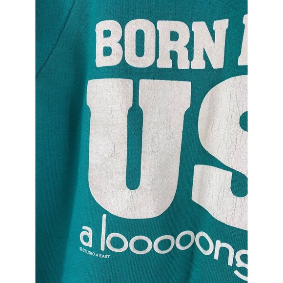 Vintage Born in the USA Sweatshirt Medium Crewneck Fruit of the Loom 80s 90s - Picture 4 of 9
